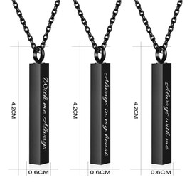 RJCMJDEU 3 Pack Cremation Jewelry Bar Urn Necklaces for Ashes for Women Men, Heart Memorial Locket Keepsake Urns Pendant for Human Ashes, Black