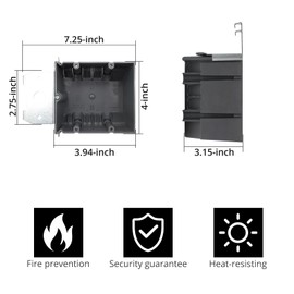 YQSIYU 34 Cubic Inches Gray Adjustable Electrical Outlet Boxes Plastic, 2 Gang Electrical Box for Home Cable Management, ETL Listed for AWG Standard (1 Pack)