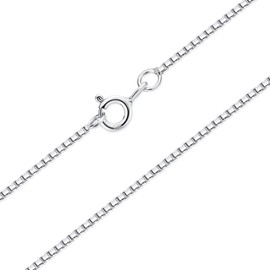 DTPsilver® 925 Sterling Silver Delicate and Thin Necklace / Venetian Chain - Spring Ring Clasp - Width: 1mm - Various Lengths : 16", 18", 20", 22", 24", Sterling Silver