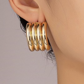 Dainty Gold Geometric Statement Earrings for Women,Fashion Retro Metal C Earrings Party Prom Bohemian Circle Round Stud Earrings Accessories (Gold)