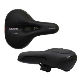 Endless EL1047 Wide Cycle Seat with Red Reflective Safety Strip | Black | Material : PU | Universal Memory Foam Seat with Breathable, Shock Absorbing and Waterproof Bike Saddle for All Type of Bikes