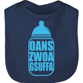 Shirtracer - Baby Bib - Compatible with Oktoberfest Outfit - Baby Bottle Oans Zwoa Gsuffa Blue, 1 Navy Blue