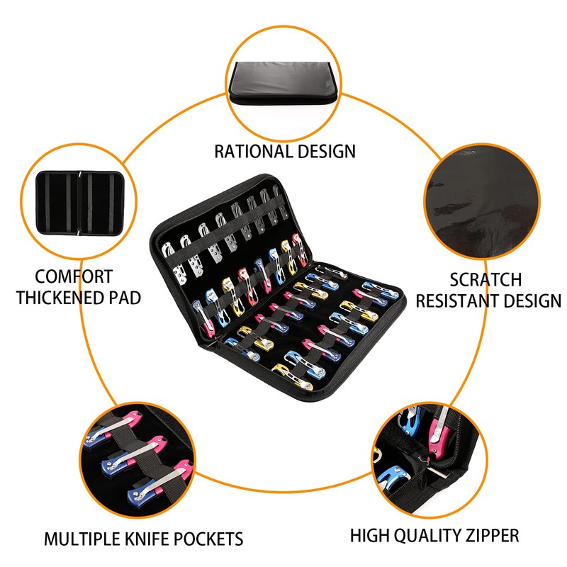 QEES Knife Case,Knife Display Case for 32 Slots Pocket Knives,Knife