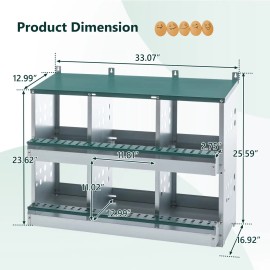 Green Metal Chicken Nesting Box with 6 Compartments Roll Away Laying Eggs Durable Chicken BoxesColor: as Pic Color