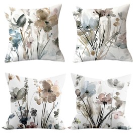Bicuces 4 Pack Throw Pillow Covers Flowers Pillow Covers Decorative Pillow Covers Short Velour Throw Pillow Covers Cushion Cases Pillowcases Flower Outdoor Home Decor for Sofa Bedroom Office Car