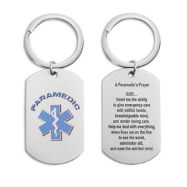KUIYAI Paramedic’s Prayer Keychain Necklace Paramedic Gift Emergency Medical Technician Gift Christian Religious Jewelry (Keychain)