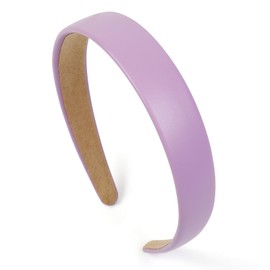 Purple Headbands for Women Light Purple Headband for Girls 1.2 Inch Lavender Head Bands for Women's Hair Non Slip Faux Leather Hairband Solid Colors Hard Head Band Purple Hair Accessories for Women