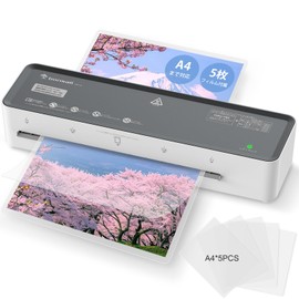 bonsaii L421-A Laminator, Machine Compatible with A4, Laminating Film, 5 Sheets, Supports 100 μm, Compact, Wave-Proof, Bubble-free, Continuous Operation, Easy Operation, Lightweight, Home Use