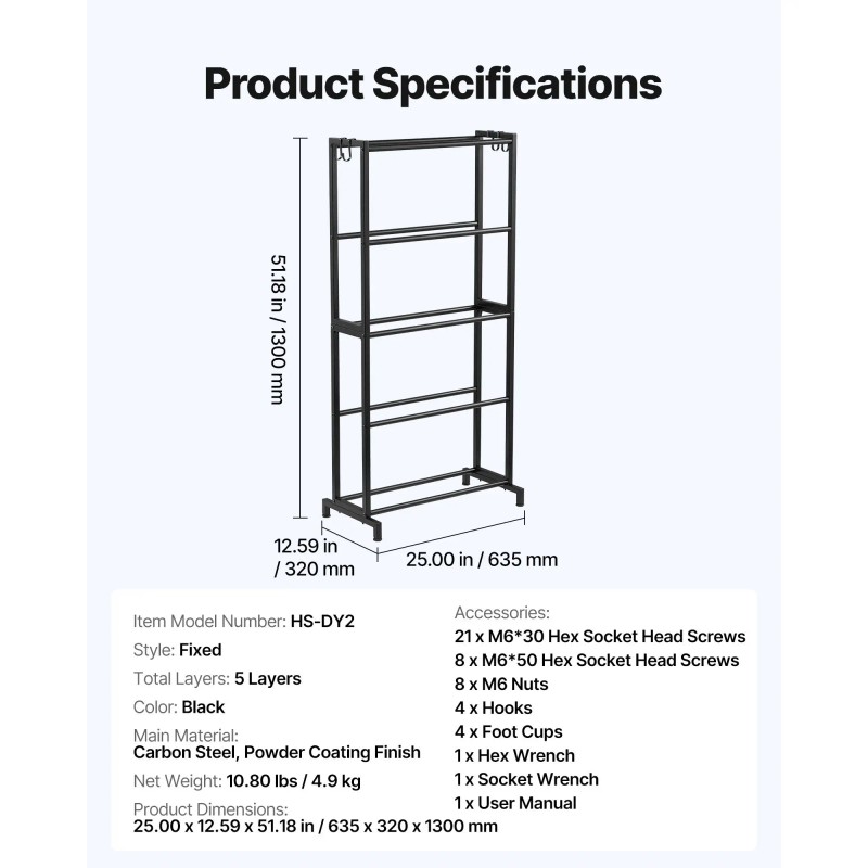 5 Tier Heavy Duty 3D Printer Filament Storage Rack Accessory