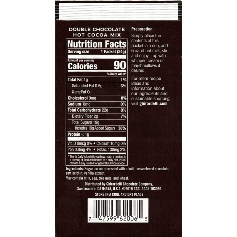 Ghirardelli Double Chocolate Hot Cocoa Mix, 0.85-Ounce Packets (Pack of