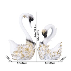 DOVDOV 2 Piece Swan Sculpture, Swan Decorative Statue Couple, White Home Decor Valentine's Day Gift for Living Room Entrance Tabletop