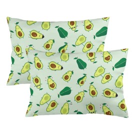KENADVI Avocados Throw Pillow Cover Queen Size Set of 2 Green Avocado Lumbar Pillow Case Bed Pillow Covers with Zipper Standard Size Pillow Cases Cushion Covers for Bed,Sofa,20"x30"