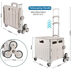 Grocery Shopping Cart Shopping Trolley Folding Shopping Trolley with Adjustable Telescopic Aluminium Handle Stair Climbing Cart Utility Cart for Supermarket Folding Shopping Trolley Shopping Cart