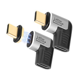 USB C Magnetic Adapter 2 Pack, Right Angle 90 Degree USB 4.0 Type C Male to Female Connector Support 40Gbps Data Transfer,140W PD Fast Charging,8K@60Hz Video Output(Compatible with Thunderbolt 4/3)