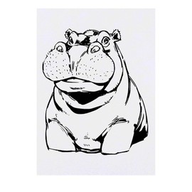 'Hippo Portrait' Temporary Tattoo - Water Resistant, Skin-Safe, Non-Toxic Transfer (TO00085835)