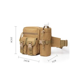 Tactical Waist Bag with Water Bottle Pouch, Military Waterproof Bumbag Utility Belt Bag Fanny Hip Waist Packs for Fishing, Camping and Hiking - Jungle Camouflage