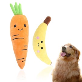 DragonX2 Hundespielzeug Unzerstörbar,Karotte Hundespielzeug, Banane Hundespielzeug, Quietschend Hundespielzeug, Interaktives Spiel Und Begleiter Gegen Langeweile Für Hunde