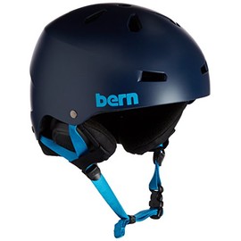Bern Men's Macon Thin Shell Winter Helmet with Liner - Satin Navy Blue, Small/Medium