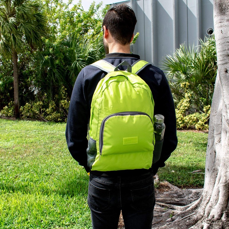 FOLDABLE BACKPACK, Pink, Folded 9”x7”x1.5” /Unfolded 17”x12.5”, Foldable