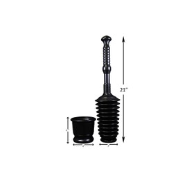 Master Plunger MP500-B3 Heavy Duty Bathroom Toilet Plunger Kit with Short Bucket/Caddy. Equipped with Air Release Valve, Black