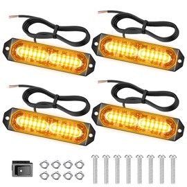 Dinfu 4 x 12 LED Warning Light Front Flasher Orange 12 V/24 V LED Flasher 48 W LED Warning Light with 21 Flashing Strobe Modes IP67 Flash Light Strip for Car Truck Tractor Car Truck