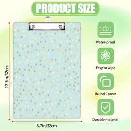 Polka Dot Clipboard, Cute Decorative Clip Board with Metal Clip Pretty Plastic Clipboards A4 Standard Size 12.6" X 8.9" for Kids, Teacher, Students, Nurses & Office