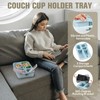 Weeme Couch Cup Holder Tray with Rotating Phone Stand &