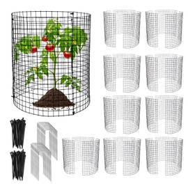 10 Pack Round Plant Protector from Animals, 12'' x 12'' Metal Plant Cages，30Pcs Metal Mesh to Keep Animals Out, Garden Protection Bunny Barricades, Wire Plant Protectors for Rabbits Chicken Duck