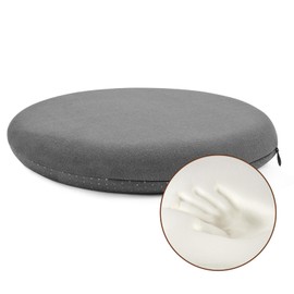 BUYUE Memory Foam Seat Cushion, Dia 16.5" Soft Velvet Round Stool Cushion Anti-Slip Chair Pads, L, Dark Grey