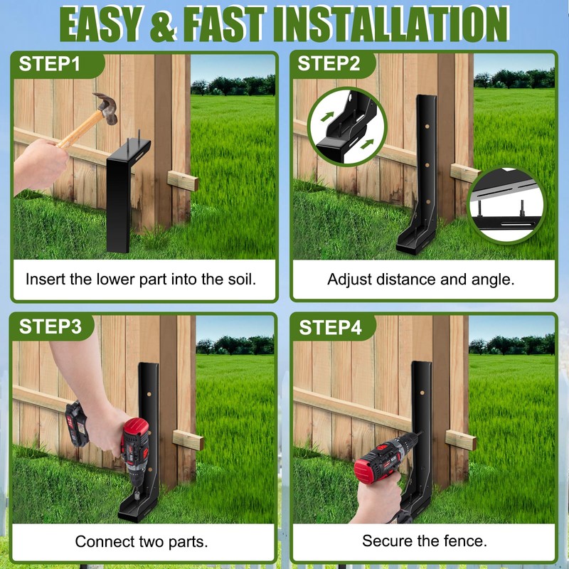 Fence Post Repair Kit, 2 Pack Heavy Duty Steel Fence