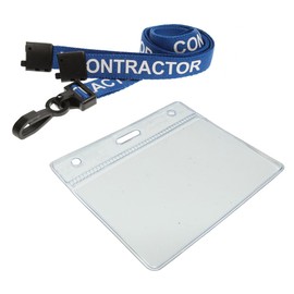 Customcard ltd Contractor Lanyard Neck Strap Blue & ID Pocket Wallet x 10