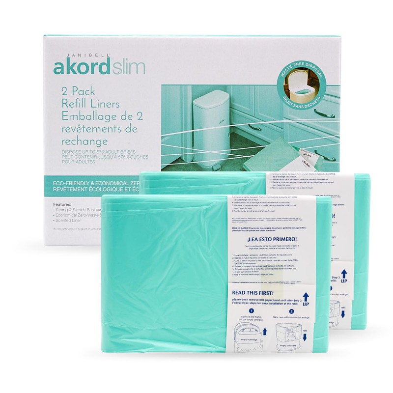 Janibell Akord Slim Adult Diaper Pail Refill Liners, 2 Count