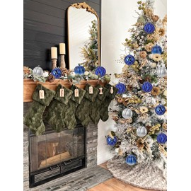 12Pcs Christmas Balls Ornaments Silver Blue Christmas Ornaments 3.14" Christmas Tree Ornaments Big Plastic Christmas Ornaments Balls Gradient Hanging Christmas Balls Xmas Decorations for Holiday Party