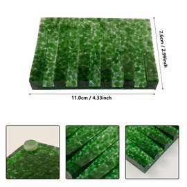 KUHPLOVE Soap Dish Rectangular Self Draining Holder with Natural Green Bead Inclusions Handcrafted Bathroom Tray Modern Decor Accessory 4.33 x 2.99 x 0.59 Inches (Green Crystal Single Drain Soap Dish)