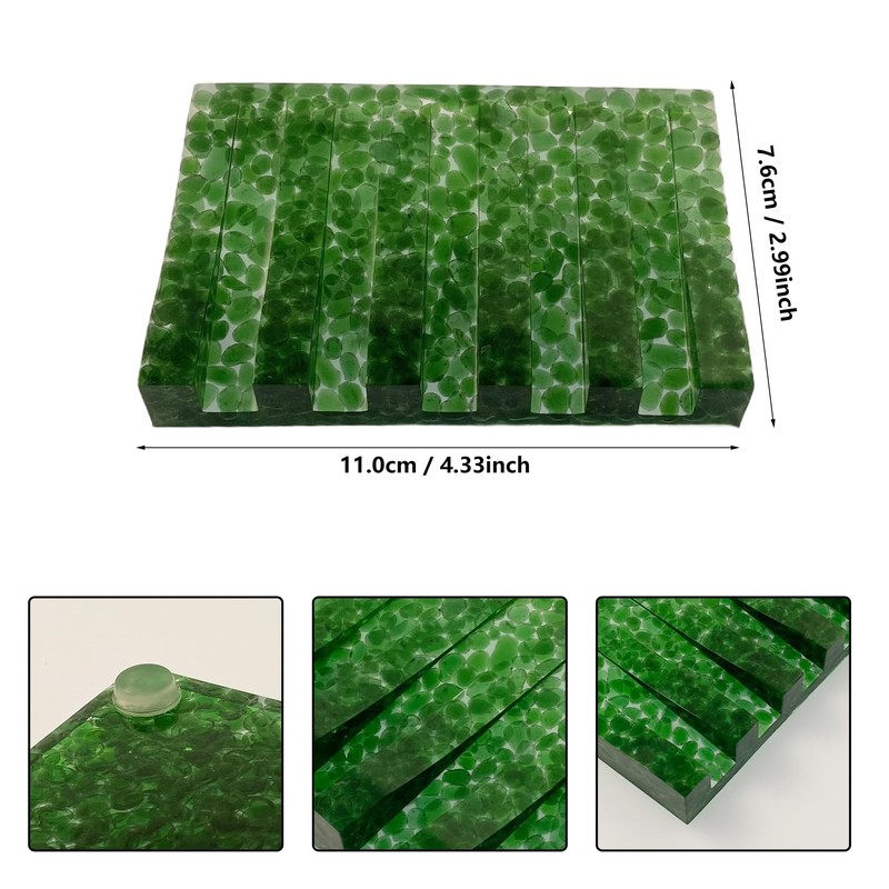 KUHPLOVE Soap Dish Rectangular Self Draining Holder with Natural Green