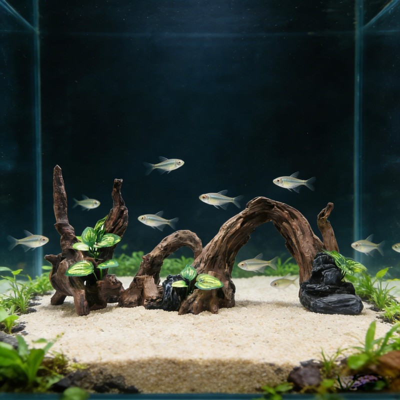 Resin Simulation Driftwood Aquarium Decor, Fish Tank Landscape Ornament Hideout