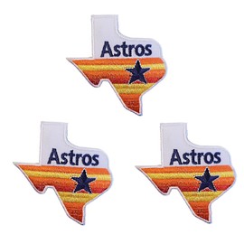 3 Pcs Astros Embroidery Patch Rugby Team Iron-on Sew On Patches for Clothing Jacket Backpack Jeans Sport Decal Gift 3.3 * 3 Inch