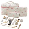 Bow Cosmetic Bag - Quilted Toiletry Bag | Large Cosmetic
