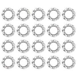uxcell M4 20Pcs External Tooth Washers, 304 Stainless Steel Tooth Locking Ring Washers Quick Speed Star Nut Locking Fastener Fastener, Silver