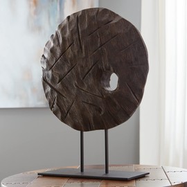 Signature Design by Ashley Dashburn Casual Wood Sculpture, Black & Dark Brown