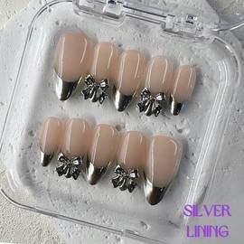 NailPhoria｜SURPRISE DEAL Collections (70 Styles) acrylic press nails:_Silver Lining_S