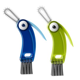 FrostyFlair 3-in-1 Cleaning Brushes, Grout Brush, Multifunctional Cleaning Brushes for Home, Bathroom, Kitchen and Bottle Cap Cleaning, Set of 2