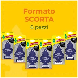 Arbre Magique Mono Car Air Freshener, Fragrance for New Car, Intense and Textured Scent, Lasts up to 7 Weeks, Made in Italy, Pack of 6