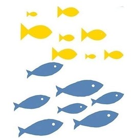 2 PCS Tropical Fish School Decal Coral Reef Sea Beach Island Ocean Aquarium Removable Peel Self Stick Adhesive Vinyl Decoration Wall Sticker Art Room Home Decor 4x3 Inch