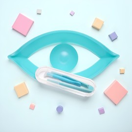 Contact Lens Cases, Contact Lens Applicator and Remover Tool with Soft Tip Tweezers,Portable Contact Lens Tweezers Suction Stick Contact Lens Inserter Removal Tool Sof tTip,Compact(blue