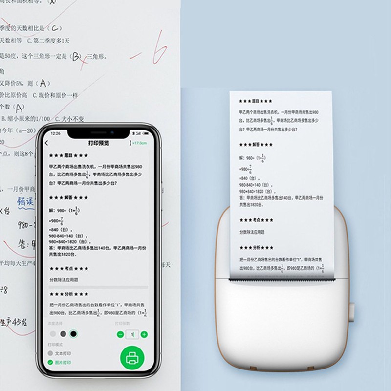 Portable Thermal Printer with 5 Roll Paper Bluetooth Portable Pocket