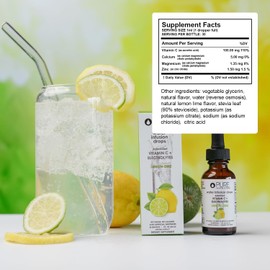 Pure Inventions- “Antioxidante Vitamina C + Electrolitos Sabor a Lima Limón Gotas de Infusión de Agua Sin Azúcar, Calo