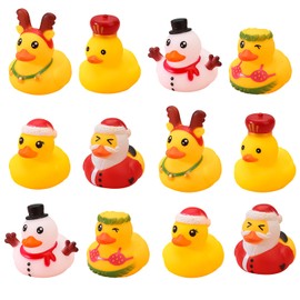 MFUOE Christmas-themed Bath Ducks Assorted Festive Design Bath Ducky Toy Floating Bathtub Toys for Kids Perfect Stocking Stuffers (12)