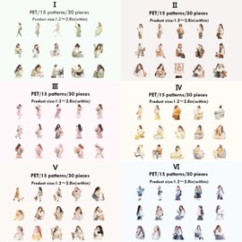 Scrapbook Accessories Stickers Set, 180 Pieces Girls Scrapbooking Accessories for Bullet Journal Accessories, Junk Journal, Photo Album, Scrapbook, Album Craft Calendar Stickers (Gentle)