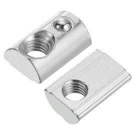 sourcing map M8 t Spring Nut, 10 Pcs 4545 Series Half Round Roll in Spring Nut, Carbon Steel Nickel Plated Roll Ball Elastic Nut with Slot 10mm for 4545 Series Aluminum Extrusion Profile